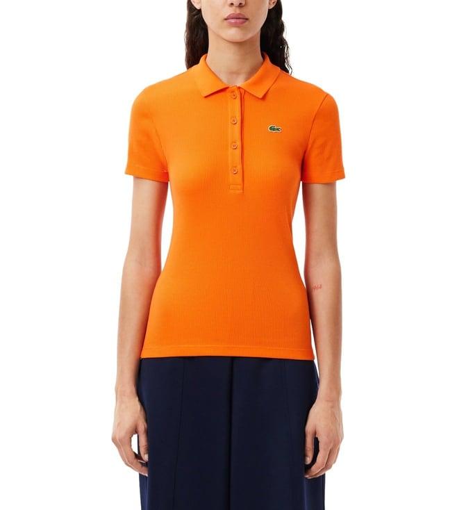 lacoste orange l.12.d slim fit ribbed cotton polo t-shirt