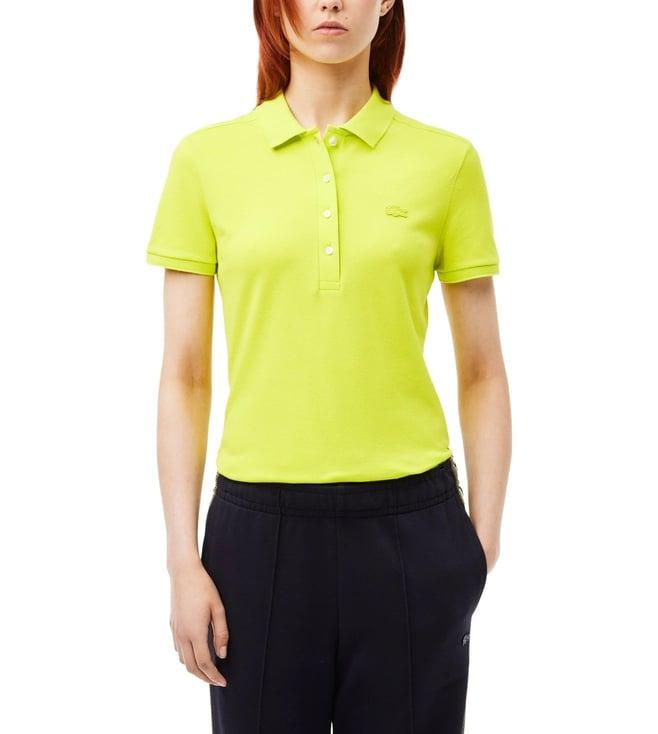 lacoste yellow l.12.d slim fit stretch mini pique polo t-shirt