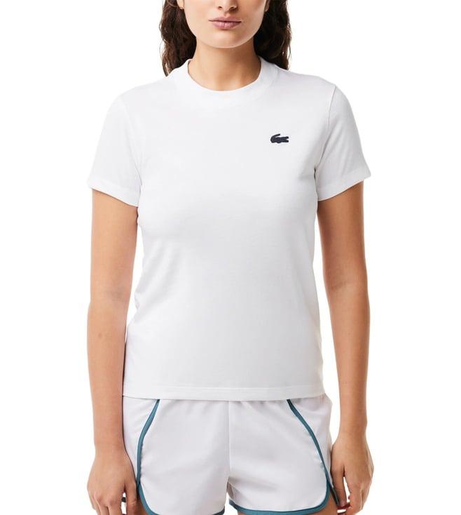 lacoste white sport technical ultra-dry jersey t-shirt