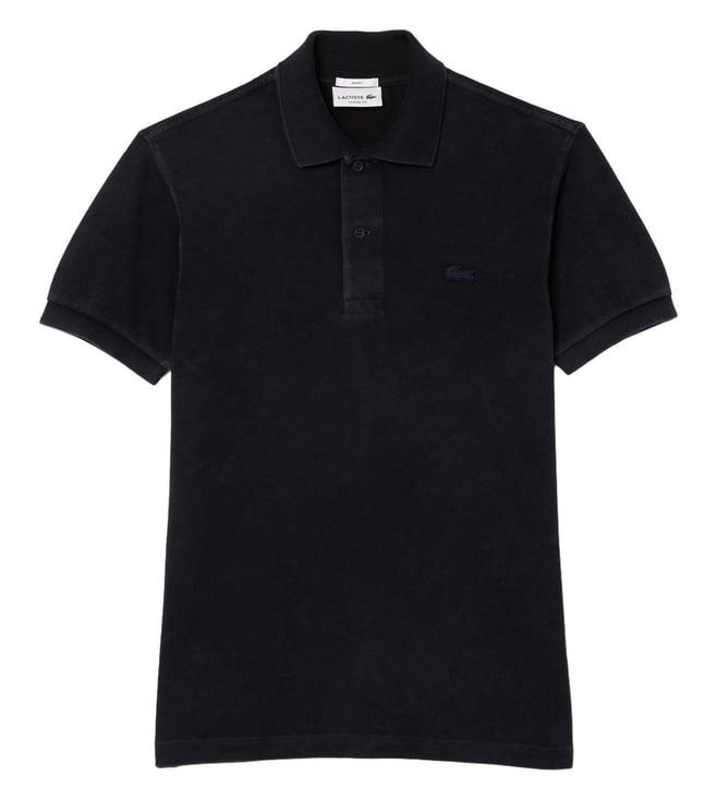 lacoste black original l.12.12 washed effect polo t-shirt