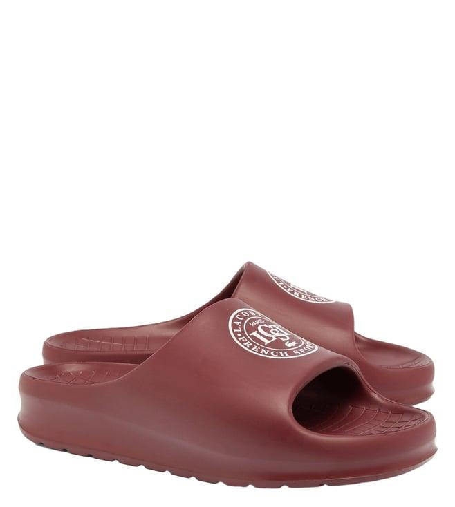 lacoste men's red serve slide 2.0 flip flops