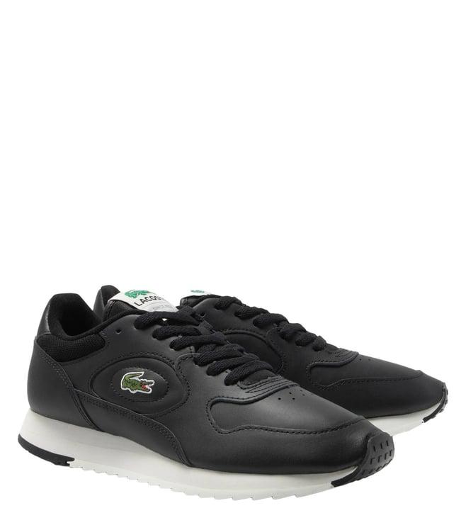 lacoste men's black linetrack leather trainer sneakers