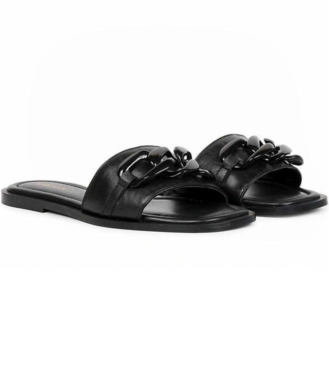 saint g alexa black leather flat slip on