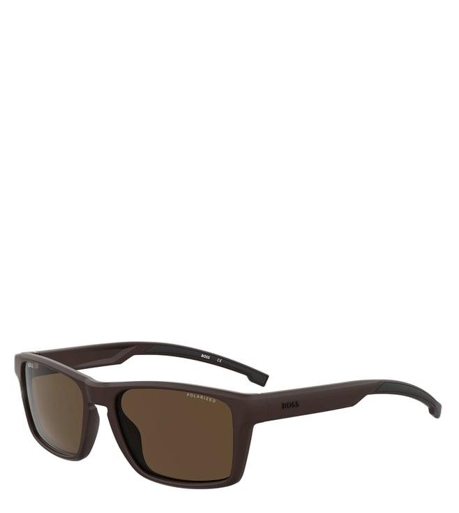 hugo boss 1426/s 09q 57sp brown rectangular sunglasses for men