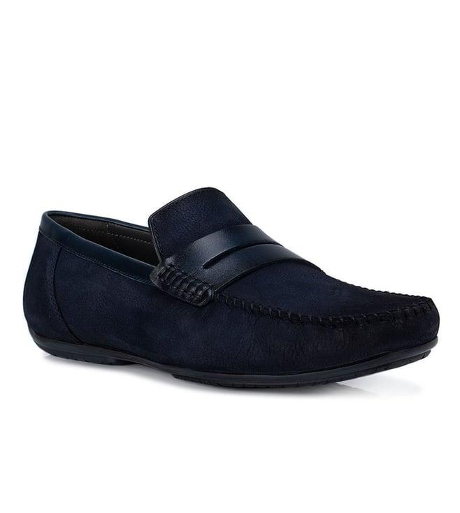 rosso brunello men's blue leather mocassins