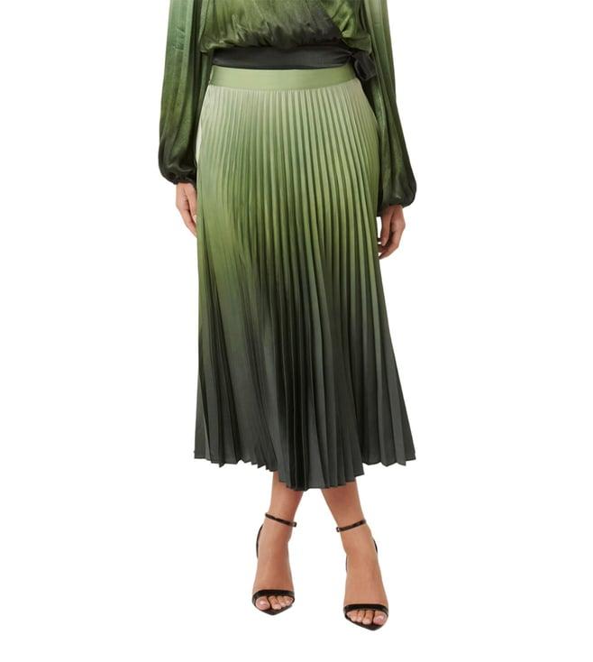 forever new bias sage ombre evangeline pleated regular fit midi skirt