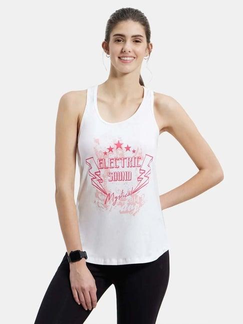 jockey white printed tank top - aw52 (colors & prints may vary)