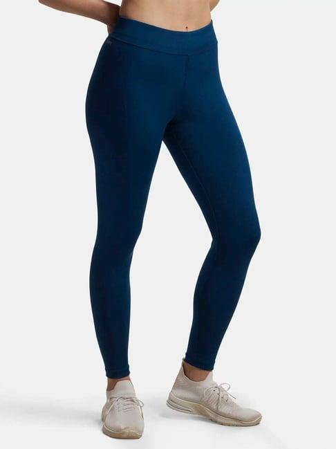 jockey mw20 women's microfiber elastane stretch performance leggings with broad waistband