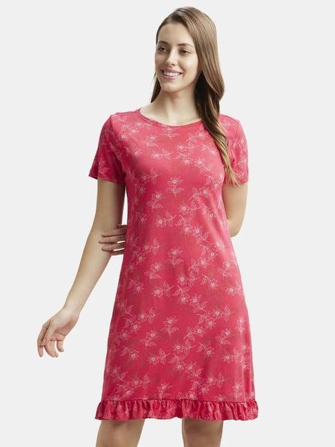 jockey rx25 women's micro modal cotton half sleeve printed sleep dress (colors & prints may vary)