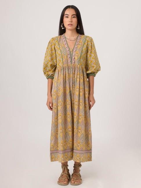 prakriti jaipur paisley shell dress in yellow