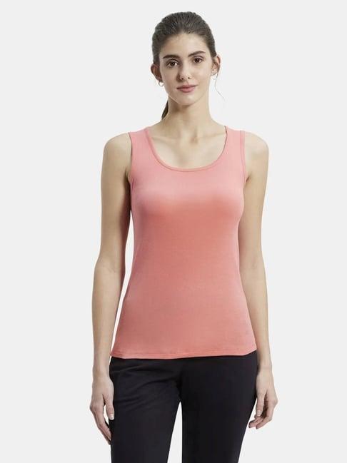 jockey peach round neck tank top