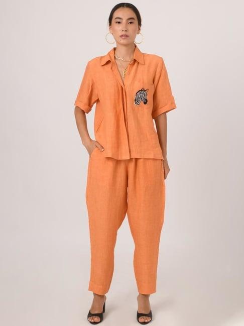 prakriti jaipur orange linen pants