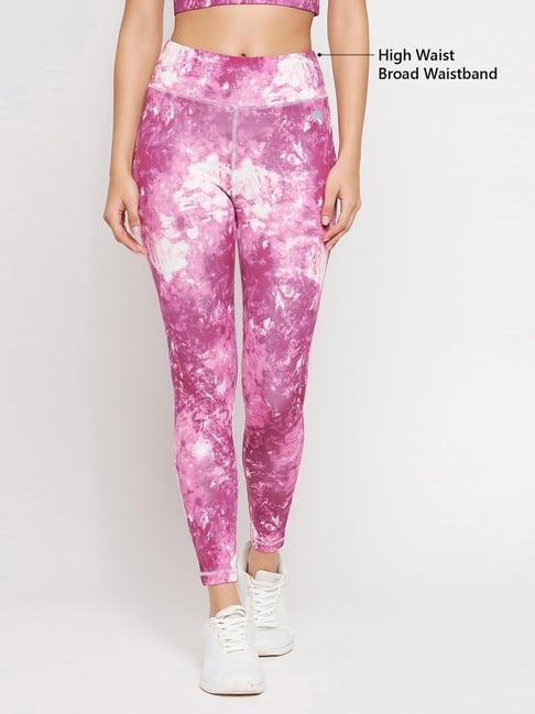 clovia pink printed sports tights