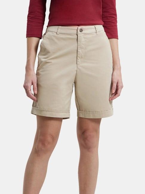 jockey beige cotton relaxed fit shorts