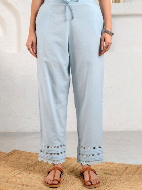 prakriti jaipur blue pintucked lace pants