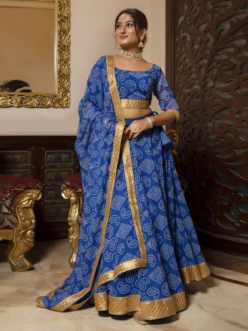 calmna blue bloom floral gotapatti lehenga set