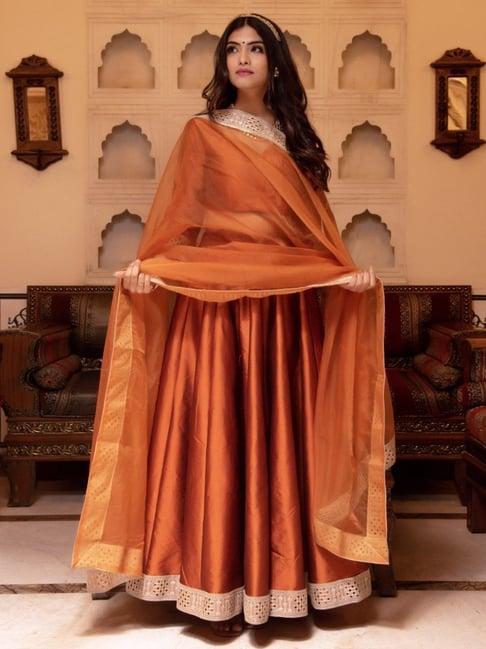 calmna brown rajmahal gotapatti lehenga set