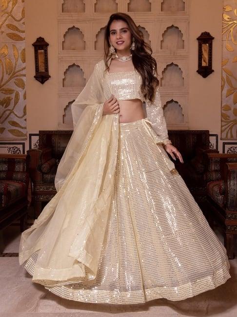 calmna bebo beige sequin lehenga set