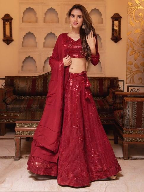 calmna bebo red sequin lehenga set