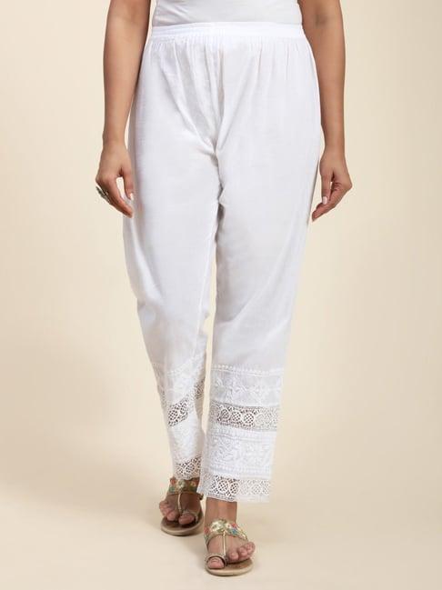 house of kari hok chikankari cotton pant trouser white