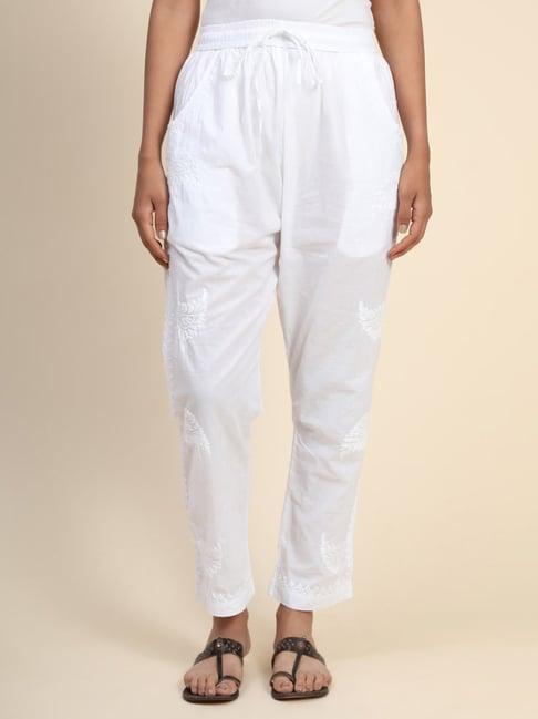 house of kari hok chikankari cotton pant trouser white