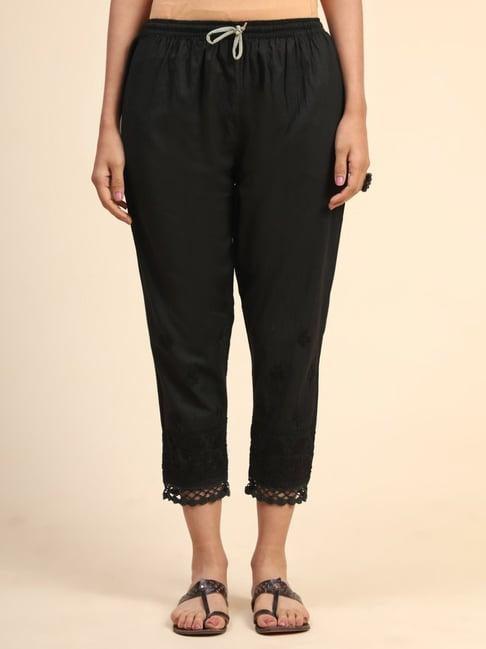 house of kari hok chikankari cotton pant trouser black