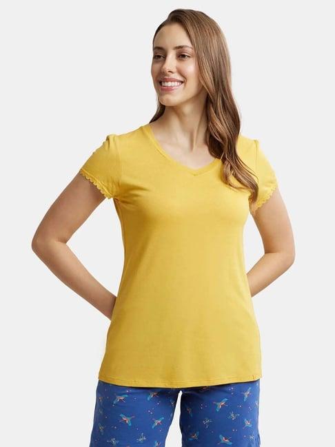 jockey rx12 women's micro modal cotton relaxed fit solid v neck half sleeve t-shirt