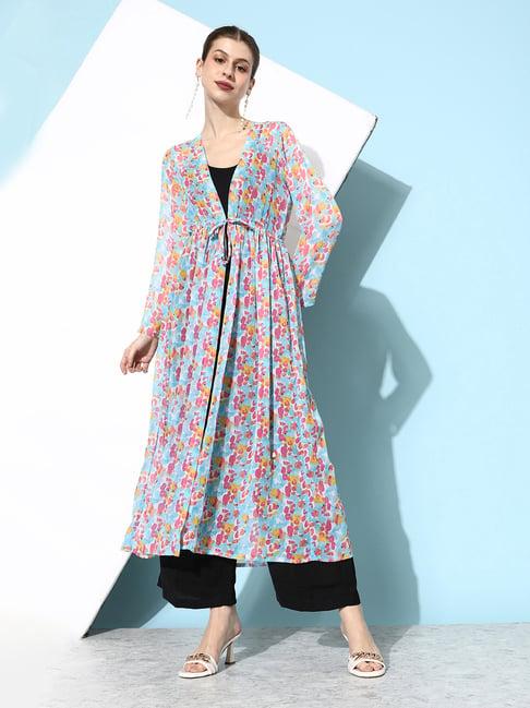 anvi be yourself multicolor floral print long shrug