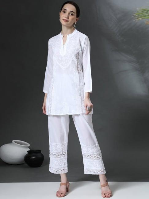 house of kari white house of kari chikankari tunic with pocket