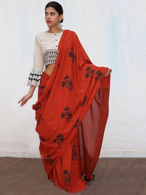 chidiyaa no made acadia blockprinted cotton saree