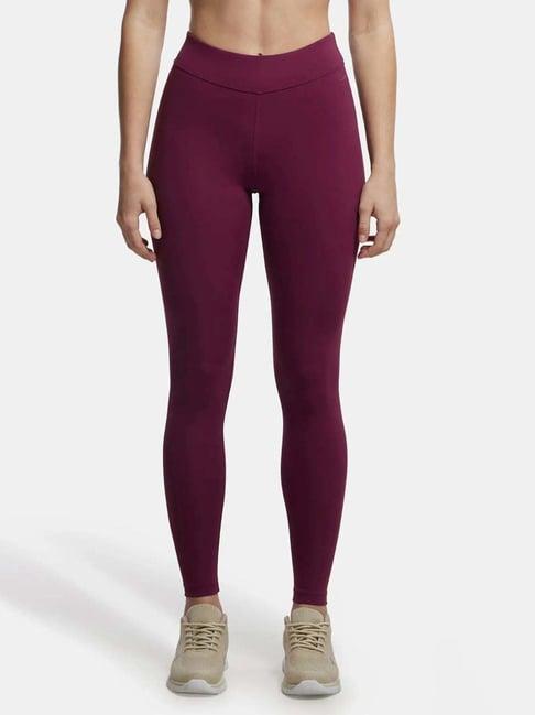 jockey mw20 women's microfiber elastane stretch performance leggings with broad waistband