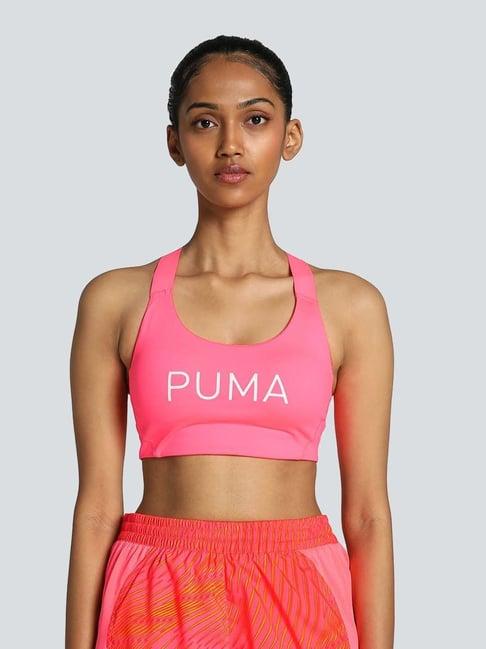 puma pink printed sports bra