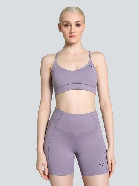 puma purple logo print sports bra