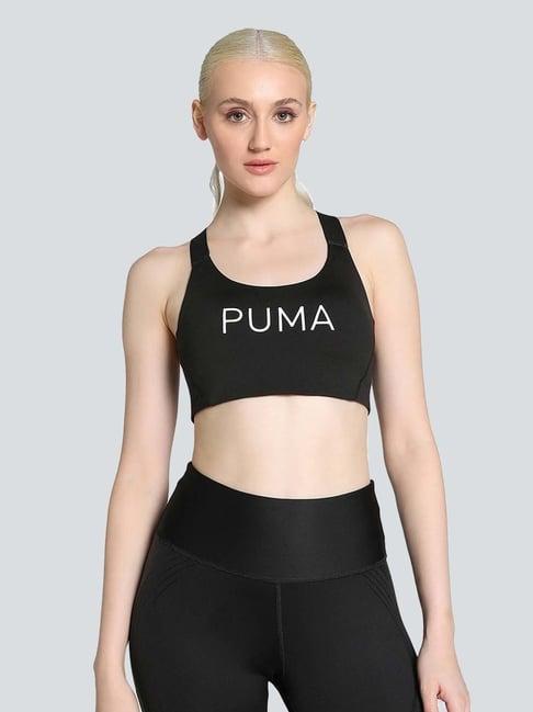 puma black printed sports bra