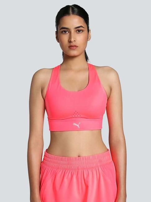 puma pink logo print sports bra