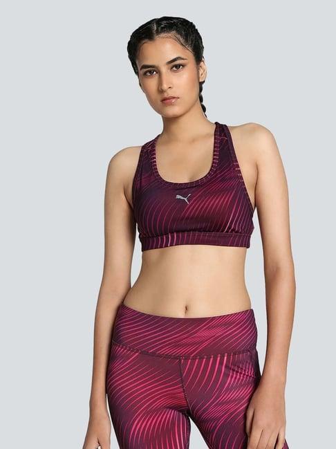 puma midnight plum printed sports bra