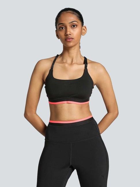 puma black logo print sports bra