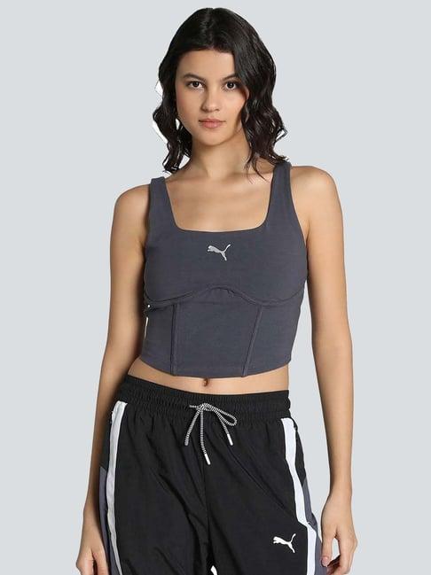 puma grey cotton crop top