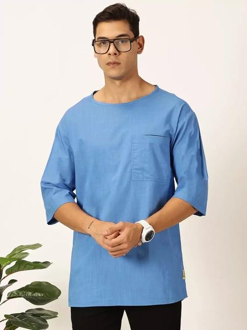 thomas scott blue boxy fit short kurta