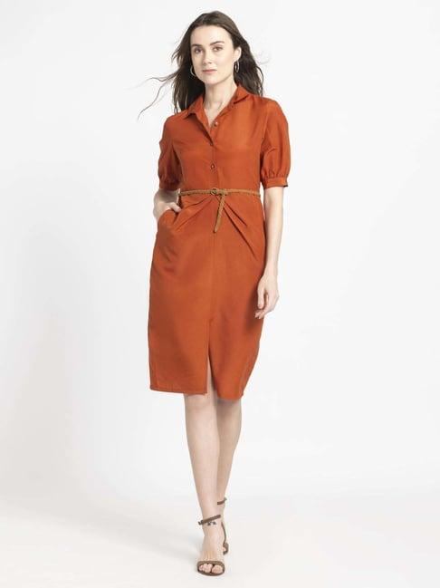 shaye orange shirt dress