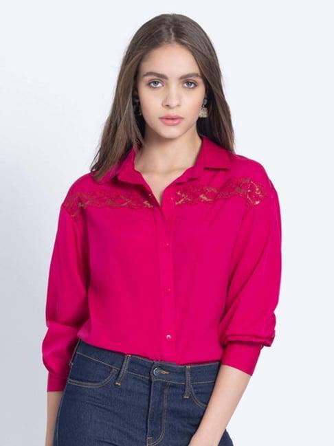 shaye pink lace work shirt