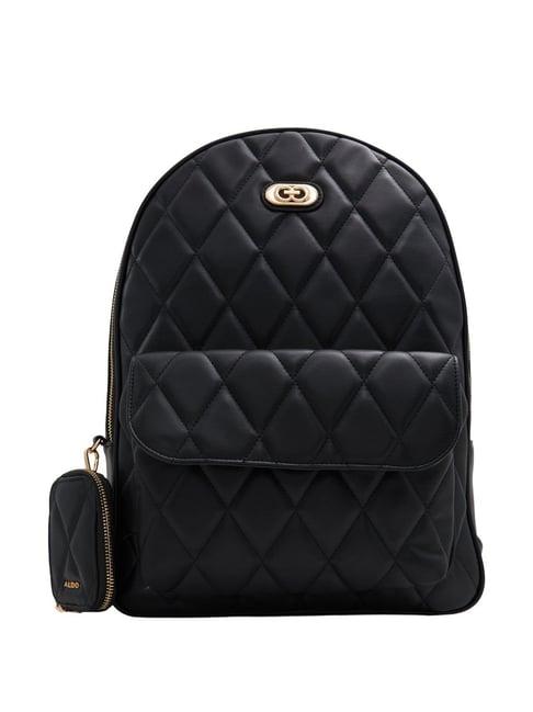 aldo black synthetic striped medium backpack