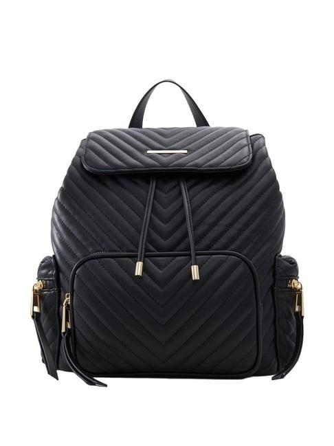 aldo black synthetic striped medium backpack