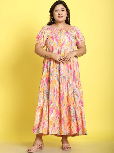 therebelinme pink floral print plus size maxi dress