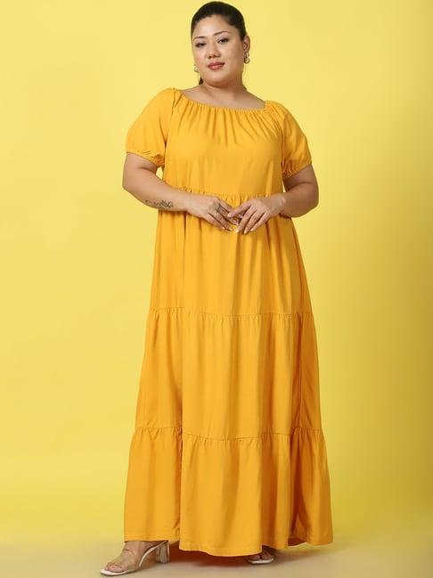 therebelinme yellow plus size maxi dress