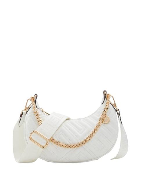 aldo white striped small shoulder handbag