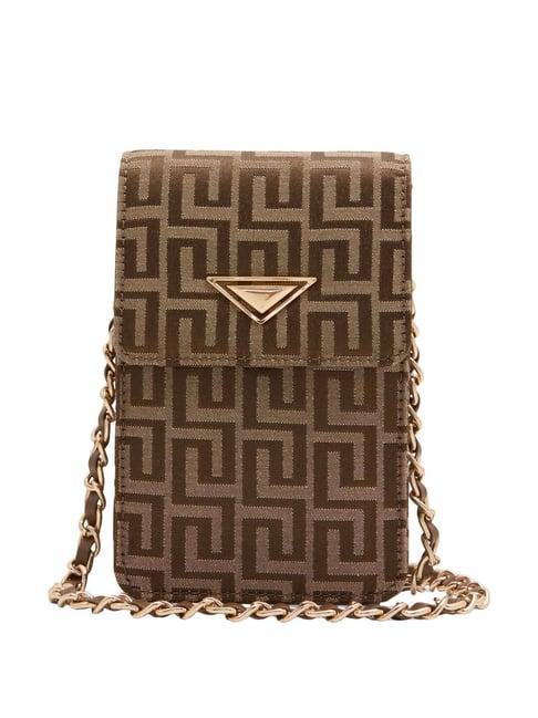 aldo brown geometric small sling handbag