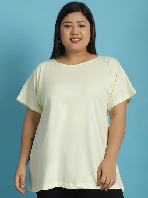 therebelinme pale yellow cotton plus size t-shirt