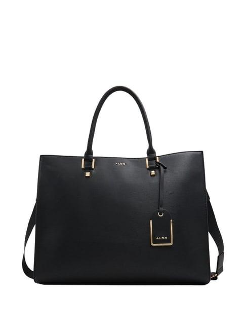 aldo black solid large tote handbag