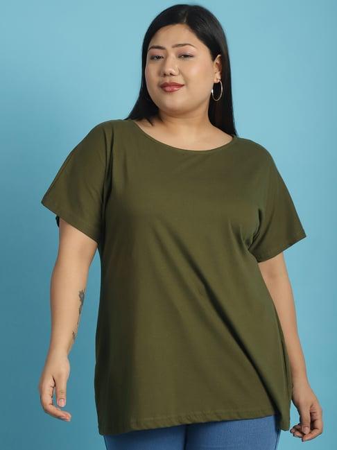 therebelinme olive cotton plus size t-shirt